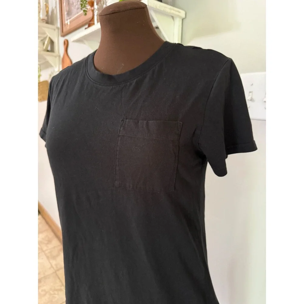 Pact Organic Cotton Black Short Sleeve Pocket T-Shirt Dress Small minimalist - Picture 2 of 7